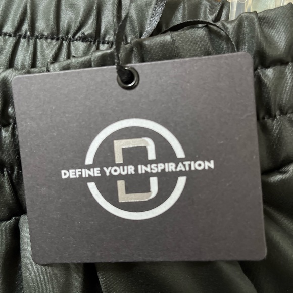 Casual Joggers black shiny stretch fabric high waisted drawstring size S - Picture 7 of 10